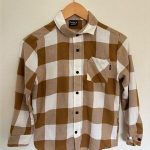 Hurley boys Tan & White Plaid Button-Down Shirt